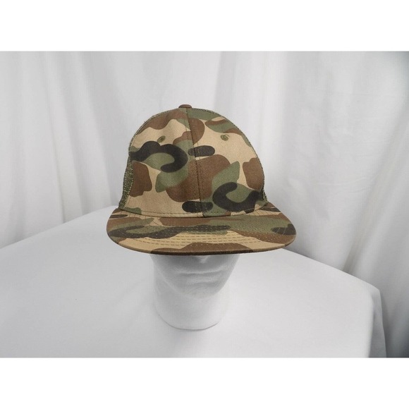 Decky Mens Green Brown Flat Brim Camouflage Snapback Trucker Cap One Size - Picture 1 of 7